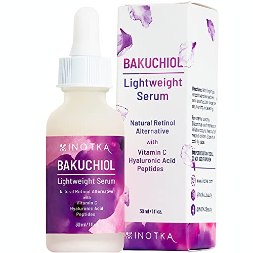 Bakuchiol sérica natural retinol alternativa com vitamina C, ácido hialurônico e peptídeos, antienvelhecimento para todos os tipos de pele, hidratação, cuidados com a pele natural antioxidante