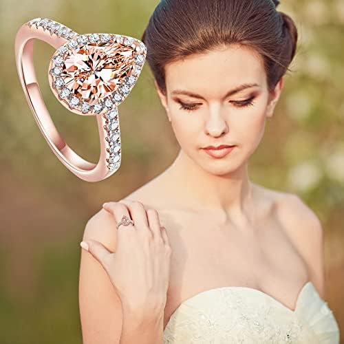 Anel no engajamento redondo de zircões de zircões jóias de casamento para mulher anel de damas de diamante completo