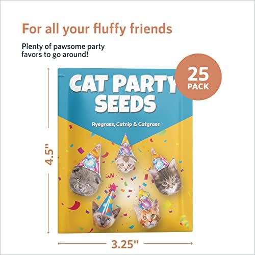 Upper Midland Products 25 pacotes de sementes individuais com catnip, capim -gato e sementes de azevém - Perfeito para amantes de gatos, mães de gatos, Crazy Cat Lady Gifts - Favores de festa de aniversário de gatos