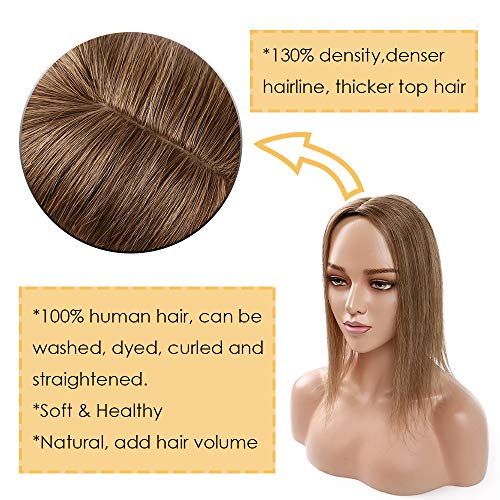 My-Lady Human Hair Toppers for Women Remy Hair Remy 130% densidade 10 * 12 cm Base de seda sem franja Clipe em peças de