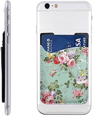 Porta de cartão de telefone rosa verde rosa, carteira de cartão de crédito de couro PU bolso de capa de capa de bolsa