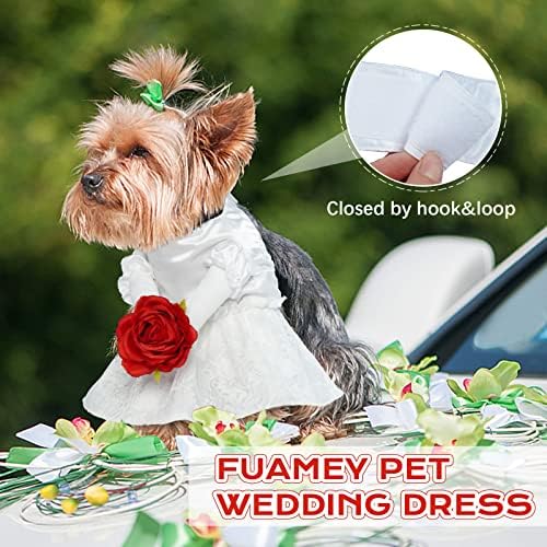 Vestido de noiva de cachorro Fuamey, roupas de estimação vestidos de noite camisetas tutu, saia de noiva para meninas de cachorros segurando roupas de flores, luxuosas de luxo rosa cã