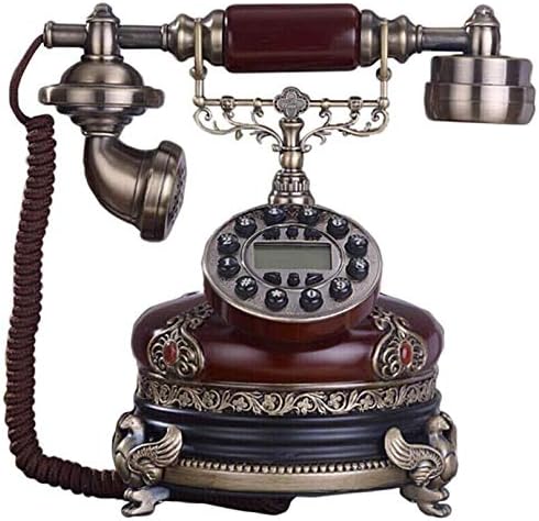 MyingBin Classic Vintage Resin Metal Metal Lined Lined Dial Phone com padrão de escultura requintado, 1
