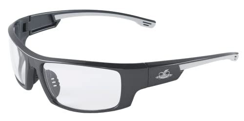 Segurança de Bullhead Dorado Segurança com lentes duplas, ANSI Z87, óculos leves azuis com proteção à luz UV e revestimento anti-arranhão, lentes de cobre internas/externas, estrutura marrom cristalina