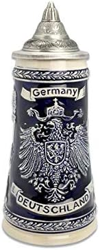 0,7 litro | Oktoberfesthaus Deutschland Alemão Adler Beer Stein Tankard Cobalt Blue Graved Cities of Alemanha com Lid Jarra