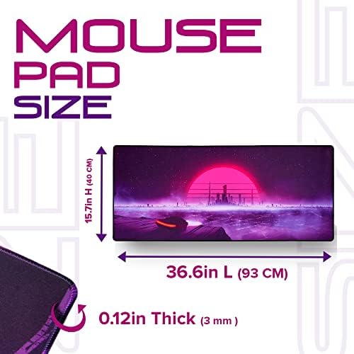 MouseOne Thasis - Pad Pad Pad Pad Pad - Retrowave Edition - Pano micro -textura com bordas costuradas - velocidade de superfície média/rápida