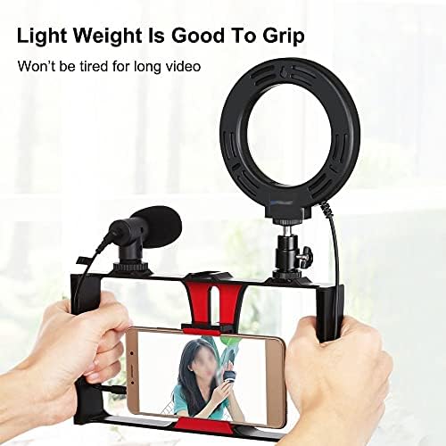 Preencha Light Live Broadcast Smartphone Video Rig Rig de 4,7 polegadas LED Vídeo Luz e Tripé Dual Handle Dual Stanbilizer