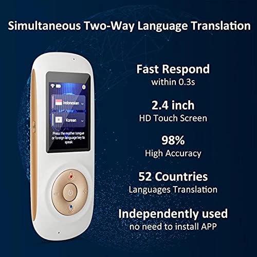 Wenlii Language Translator Dispositivo 70 Idiomas Dispositivo de bolso inteligente dispositivo portátil Wi -Fi/Hotspot Translator de voz