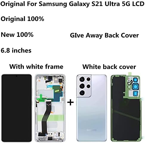 6,8 polegadas Original para Samsung Galaxy S21 Ultra LCD G998U1 G998W G998B G998B/DS S21ULTRA 5G Display Touch Screen Substituição