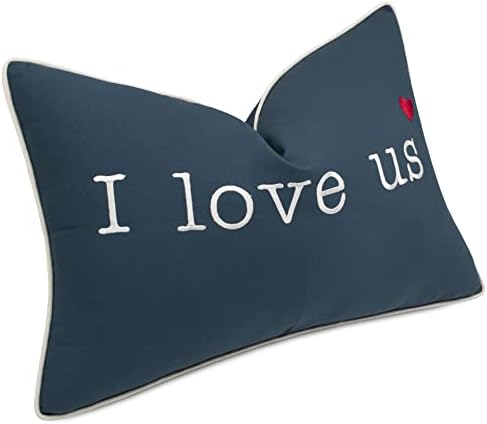Yugtex eu nos amo sentimento de capa de travesseiro de sotaque lombar bordado - recém -casados, decoração de quarto - 12x18, cerceta
