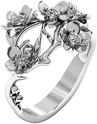 2023 Novo anel de noivado de jóias florais moda para mulheres safiras brancas anéis de prata anéis para meninos anime