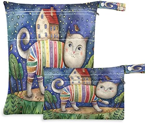 ZZXXB CAT com casa de pano reutilizável de pano reutilizável de pano reutilizável com bolso com zíper para a piscina de praia de viagem Ginásio