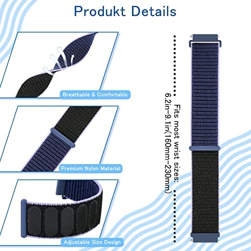 5 mochilos de nylon stoop nylon 20mm Bandas de relógio compatíveis com Samsung Galaxy Watch 4 Band 40mm 44mm, Galaxy Relógio 4
