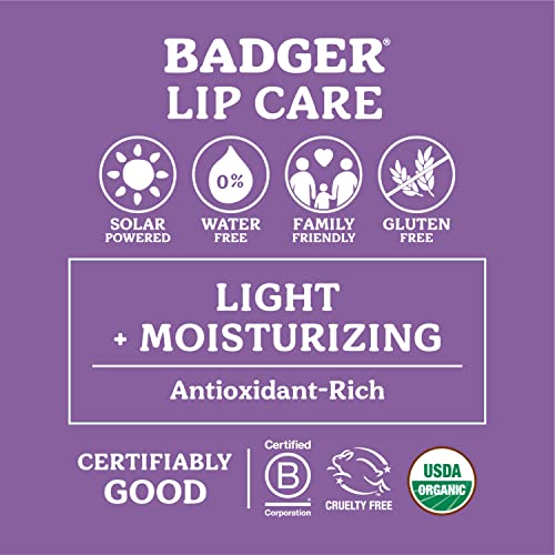 Badger - Balma labial de ervas, árvore de chá e limão, protetor labial orgânico certificado, comércio justo, cuidados com os lábios