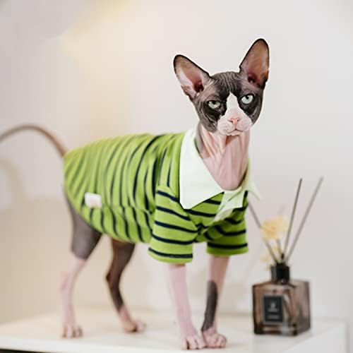 Sphynx Camiseta de gato algodão Camiseta de pólo de gatinho sem pêlos com mangas Pijamas de gato de gato para Sphynx REX, Devon