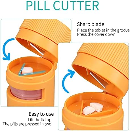 Pwzzk 3 em 1 portátil Cutter Cutter Crusher semanal Organizador de comprimidos Cutter e triturador para pequenos ou grandes pílula