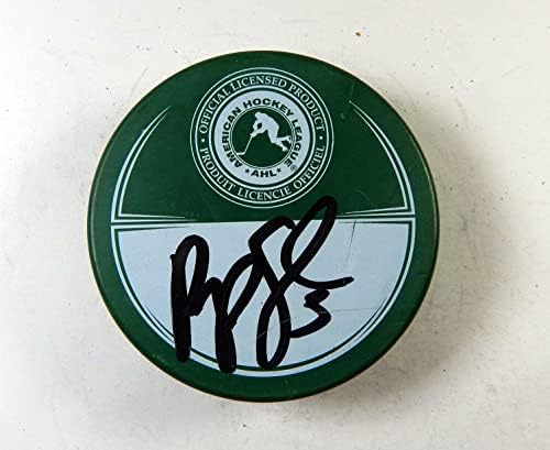 Philip Samuelson 3 assinou o dia de St Patricks 2014 AHL Green Hockey Puck Auto 361 - Pucks autografados da NHL
