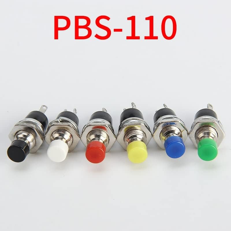 PBS -110 7mm Momentário Push Butchen Pressione o interruptor de redefinição momentâneo de OFF Off Push Butchen Micro Switch Red Blue Yellow Green -