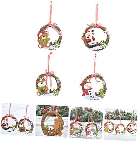 Toyvian 4pcs Christmas Rattan ornamentos lareira guirlanda de inverno Porta de inverno Decoração de inverno Wrinale árvore