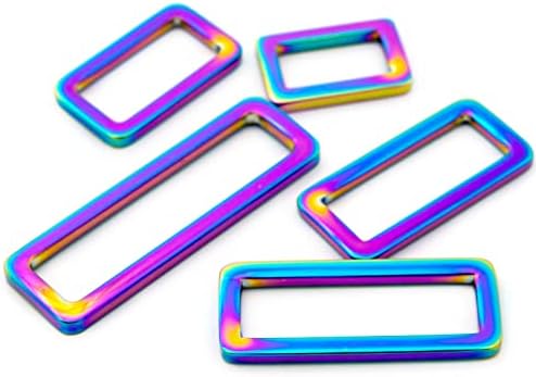 Ringue de metal arco -íris anéis de retângulo, 4 pcs fivela de fivela quadrada de cinta de correia