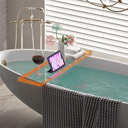 Xjjzs banheira de banheira acrílica dupla camada de acrílico em estilo japonês prateleira de bandeja de caixa de armazenamento na banheira