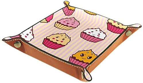 Lyetny Cartoon Cupcakes Cute Cupcakes Bandejas de armazenamento Caixa de armazenamento Caddy Bandeja de desktop