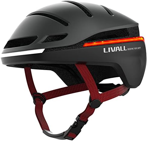 Livall Evo21 Capacete de ciclismo inteligente SOS Alerta Capacete Bluetooth Oferece luz de aviso de freio leve de alerta de 360 ​​° e sinais de giro, capacete urbano de bicicleta para adultos, e-bikes, scooters, passageiros, bicicletas de montanha