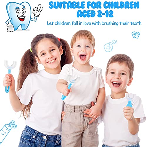 2 PCS Infantil e criança escova de dentes com cabeça de escova em forma de U - Projeto de limpeza de dentes orais