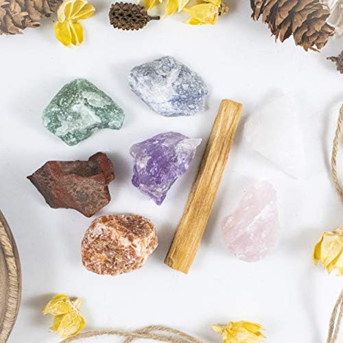 Energia Infuse os cristais de cura crua natural com palos santo - pedras de chakra para cura de cristal com incenso de palo santo