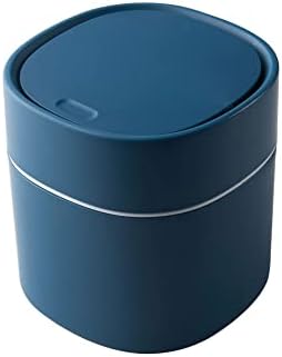 NC Mini Desktop Lix lata lata househitch mesa de mesa de lixo com capa Limpeza de armazenamento pode flipblue