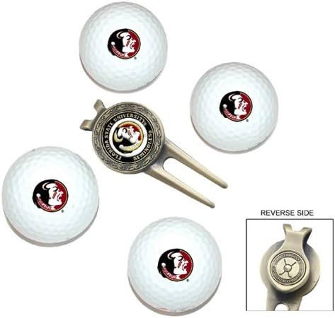 Team Golf NCAA Florida State Seminoles Tamanho Regulamento Bolas de golfe e ferramenta DIVOT com marcador magnético removível de dupla face