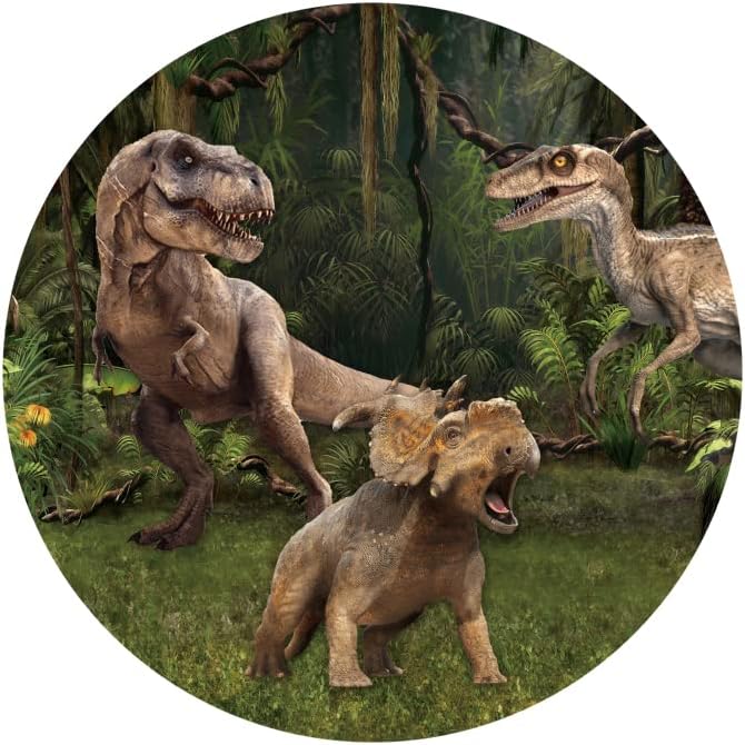 Yeele 7x7ft dinossauros redondo capa de cenário 3d jungle florestal florestal de poliéster Poliografia para recém -nascidos