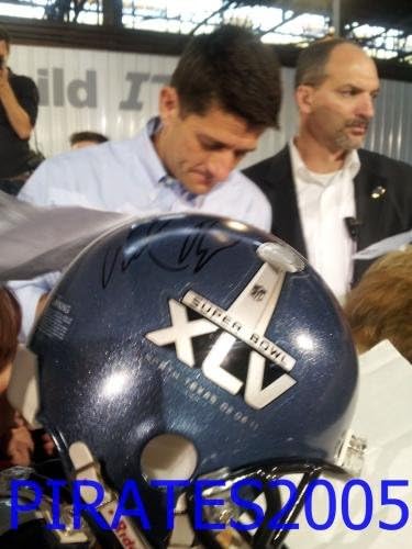 Paul Ryan assinou o Green Bay Packers Mini Helmet Proof Vp Romney - Mini Capacetes Autografados da NFL