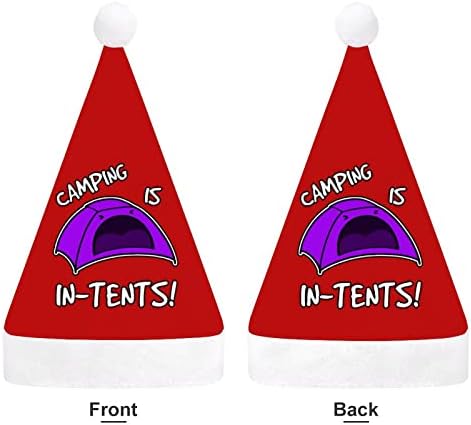 Acampar está em tendas chapéu de natal chapéus de santa decoração de árvore de natal decoração de férias presentes