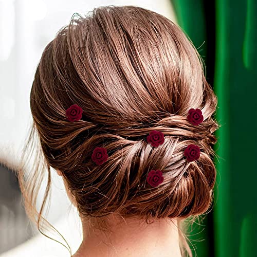Clipes de cabelo de flor de rosa clipes de cabelo de noiva rosa acessórios de cabelo de casamento rosa para mulheres