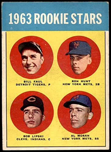 1963 Topps 558 estrelas de estrelas Ron Hunt/Bill Faul/Al Moran/Bob Lipski 2 - Mets/Tigres/Indianos VG/Ex 2 - Mets/Tigres/índios