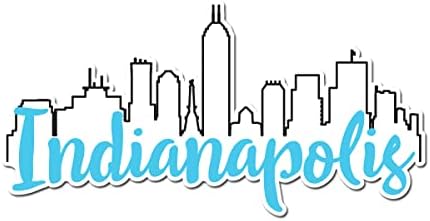 A caneca de leite projeta o horizonte da cidade de Indianapolis Indiana, de 3 polegadas, decalque de vinil colorido