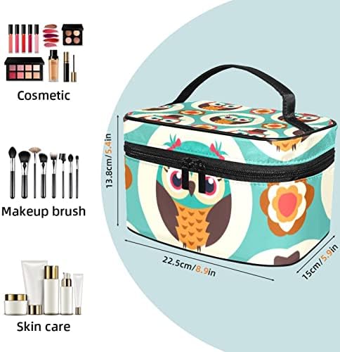 Bolsa de cosméticos para mulheres, bolsas de maquiagem Bolsa de higiene pessoal espaçosa Gift, desenho animado da coruja