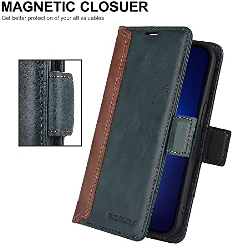 Malewolf Compatível com o iPhone 13 Pro Case com porta -cartas, capa de carteira de bloqueio de bloqueio de couro