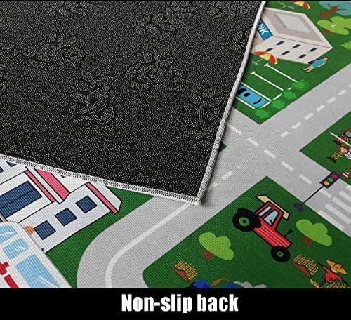Tapete infantil, tapete de carros de sala de jogos tapete, tapete de estrada da cidade para carros, mapa divertido da cidade