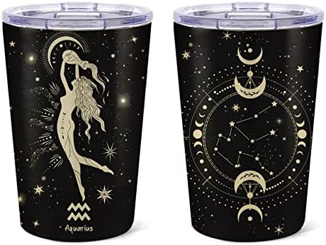 Presentes de Taurus de Epreamrek para mulheres, Taurus Constellation Tumbler 14oz Zodiac Aço inoxidável Tumblers Fãs de astrologia