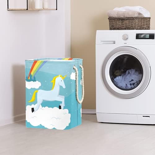 Inomer unicórnios fofos lavanderia grande cesto de roupas prejudiciais à prova d'água cesta de roupas para roupas de brinquedos,