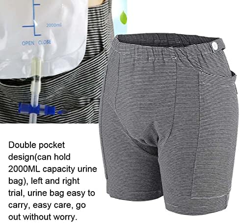 Calça de bolsa de urina, calcinhas de incontinência de algodão duplo se encaixam com bolsa de urina de 2000 ml para incluir bolsa de urina [M-Male]