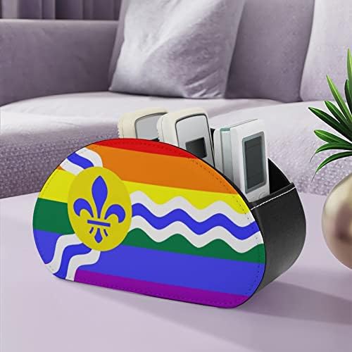 Titular de controle remoto da bandeira do orgulho gay de St. Louis com 5 compartimentos TV Remote Organizer Box Storage Container