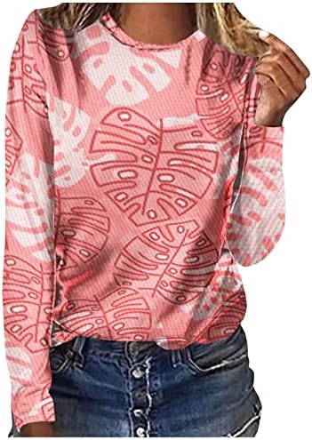 Dia dos Namorados saindo tops para mulheres folhas caídas camisetas gráficas de manga comprida blusa casual top