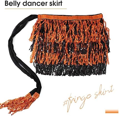 Bodiy Fringe Skirt lantejoula dança de lenço de cachecol de quadril de lenço de chapéu de chapéu de chapéu de cinto de cinto