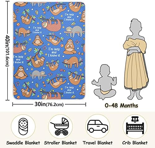 Clanta de arremesso de algodão preguiçoso de preguiça para bebês, recebendo cobertor, cobertor leve e macio para berço, carrinho, cobertores de berçário, 30x40 in, azul