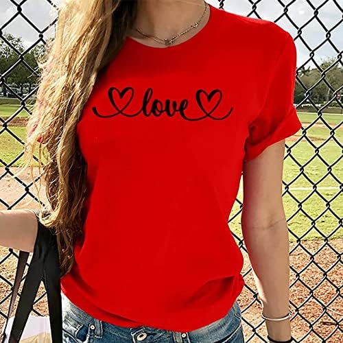 Manga curta feminina 2023 Roupas Cotton Heart Graphic Top camiseta outono Blusa de verão para mulheres S0 S0