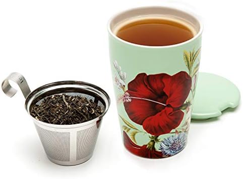 Tea Forté Kati Cup Fleur | Caneca Removável Aço inoxidável Copo Infusor | Porcelana de qualidade | 350 ml