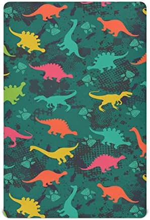 Fenos de berço de dinossauros fofos para meninos pacote meninas e lençóis super macios folhas de berço de mini berço para colchões
